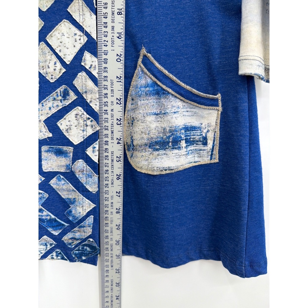 Parsley & Sage Blue Abstract Mixed Print Tunic‎ Top XL Lagenlook Artsy - Picture 4 of 6